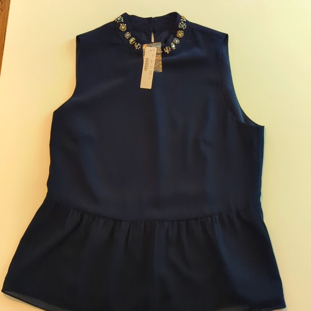 JCrew Navy Blue Babydoll Sleeveless Blouse
